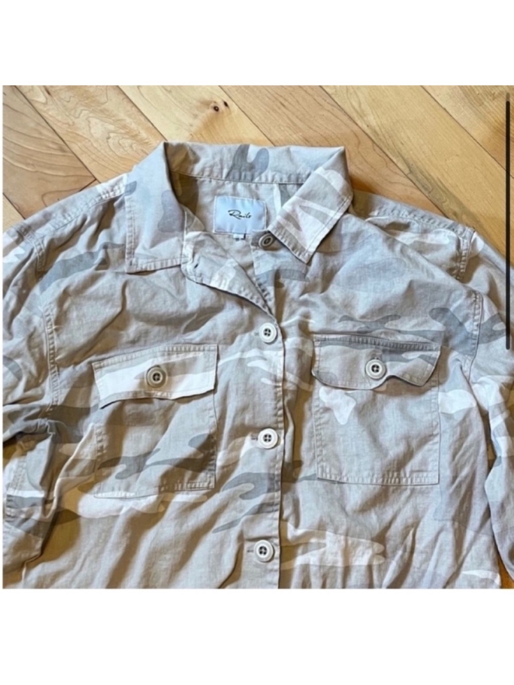 Rails Everett Desert Camo linen blend long sleeve button down collared shirt M - Picture 3 of 10